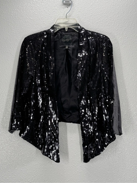 Jessica Simpson Sweaters - Jessica Simpson Black Sequins Lined Shrug Jacket Medium 3/4 Sleeve
